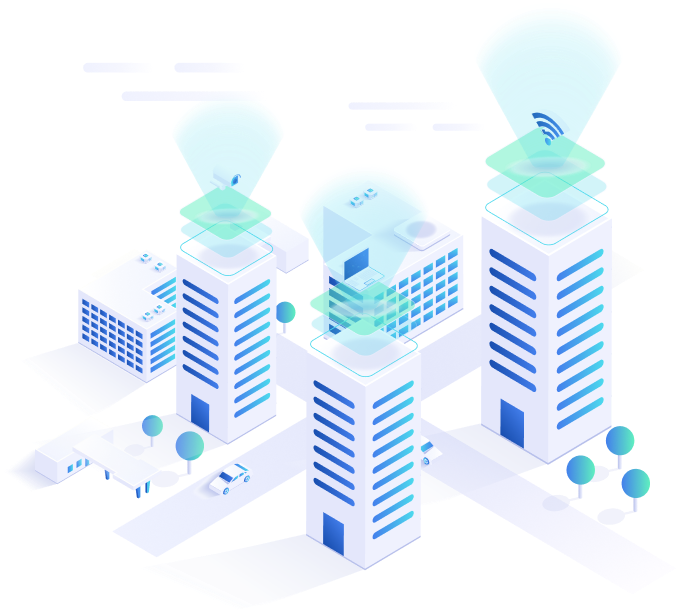 Wireless Communicating Buildings Illustration